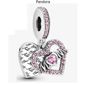 Heart Mom Charm, Charms fit Pandora Bracelet Necklace S925 Sterling Silver